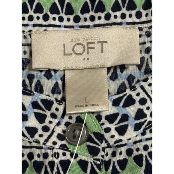 NWT Ann Taylor LOFT Patterned Long Sleeve Blouse, Size L - Picture 6 of 7